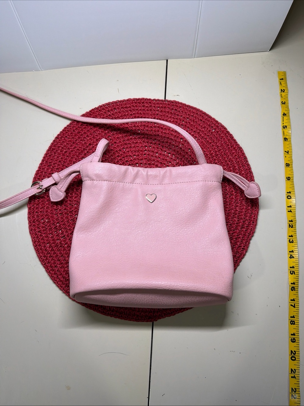 LC Lauren Conrad Pink Heart Accent Crossbody Shoulder Bag
